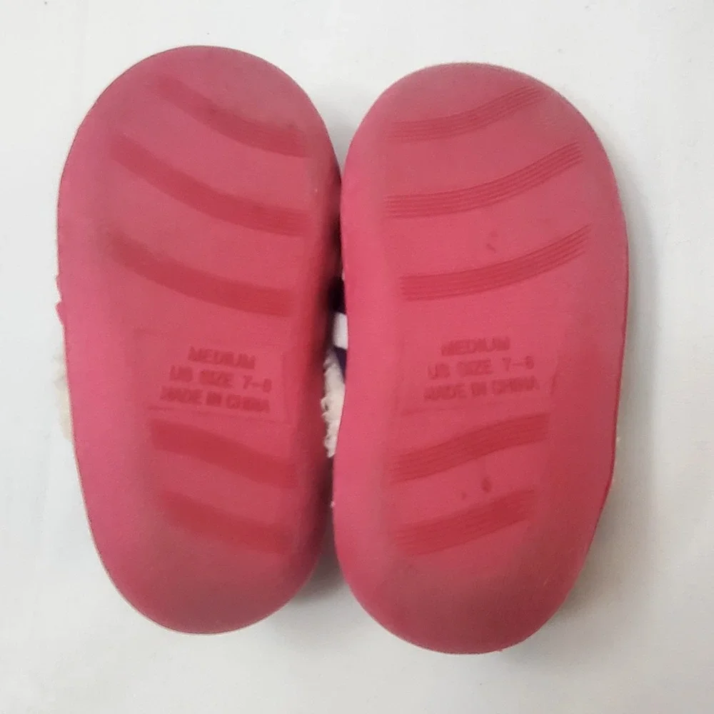 Girl Slippers ♡ Toddler Shoes ♡ Navy Blue & White Stripes W/Pink Bows ♡ Size 7/8